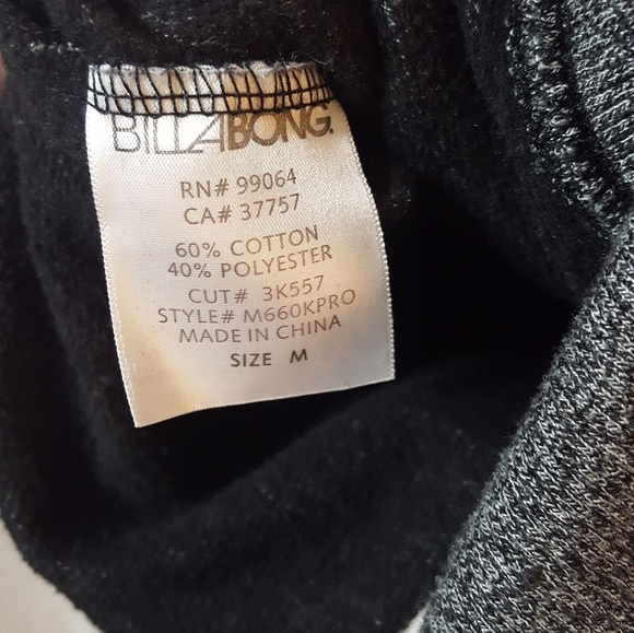 Billabong Hoodie Men's Medium Gray Black Full Zip - Picture 4 of 4